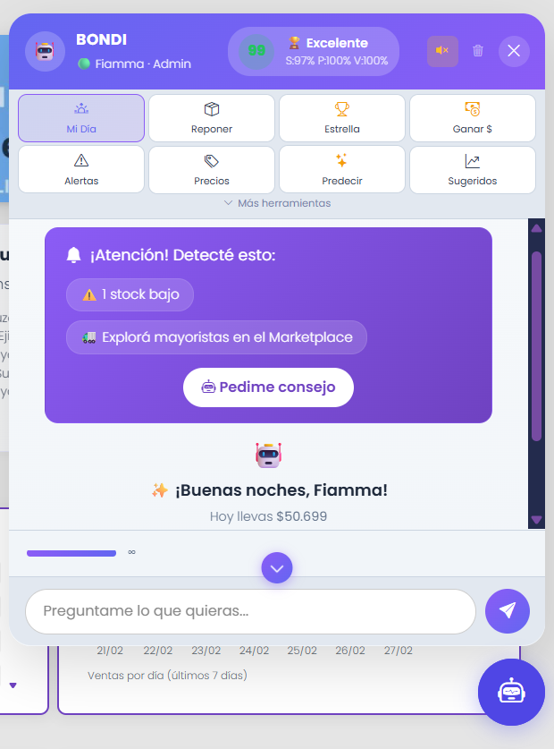 BONDI - Asistente IA de BONDCOMMERCE - Modo claro