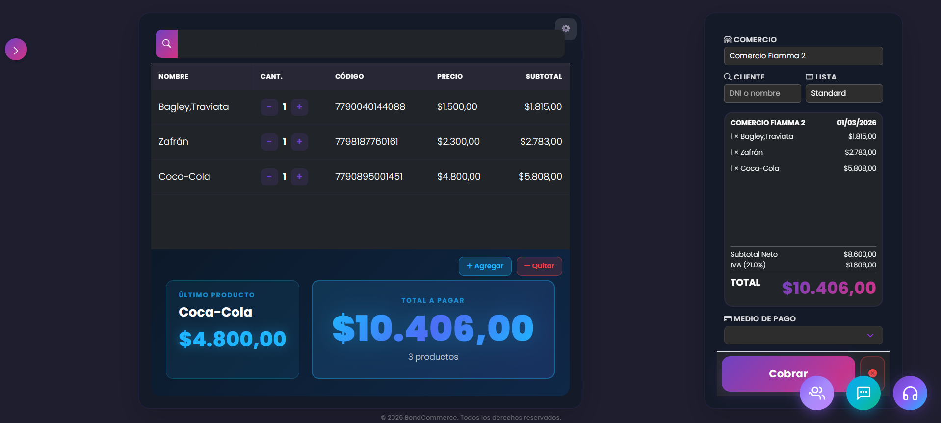 BONDCOMMERCE POS - Modo Caja
