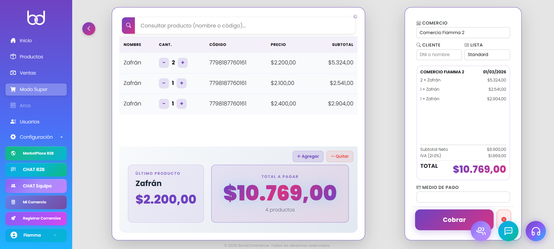 BONDCOMMERCE POS - Modo claro